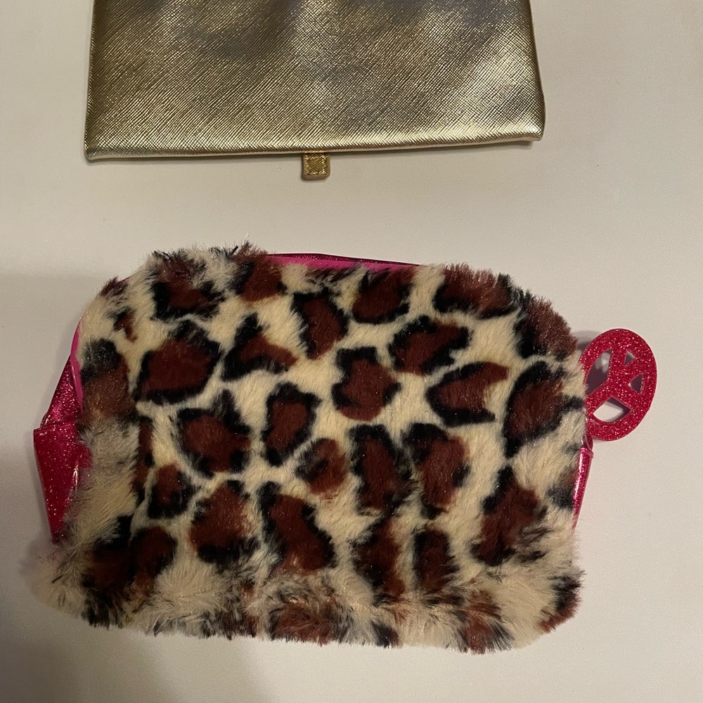 Make Up Bag Bundle Of 2- Leopard Print W/Hot Pink… - image 2